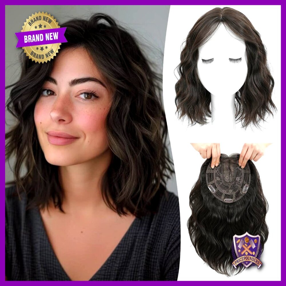 Synthetic Wavy Hair Topper Lightweight Breathable Base Instant Volume Coverage